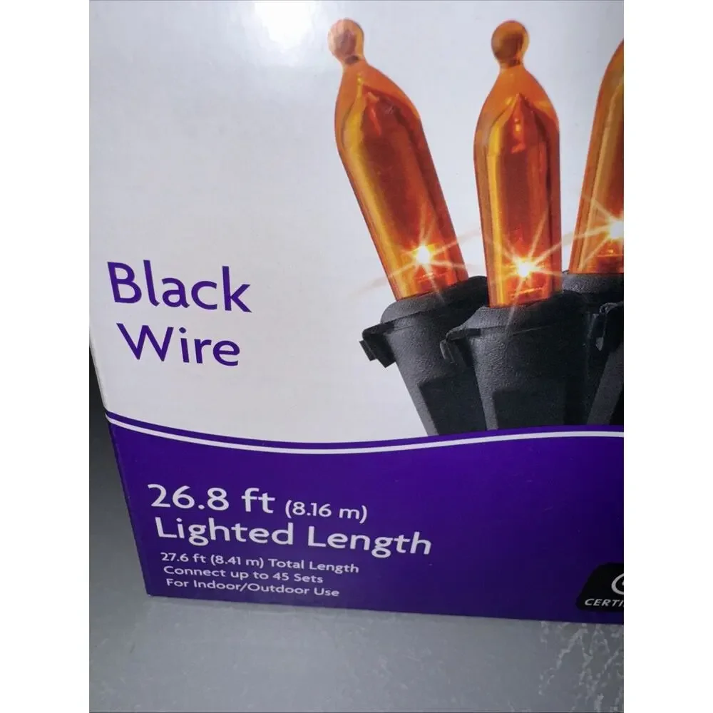 Holiday Home 100 Orange LED Mini Lights 28 ft 8 in Lighted Length NEW Halloween